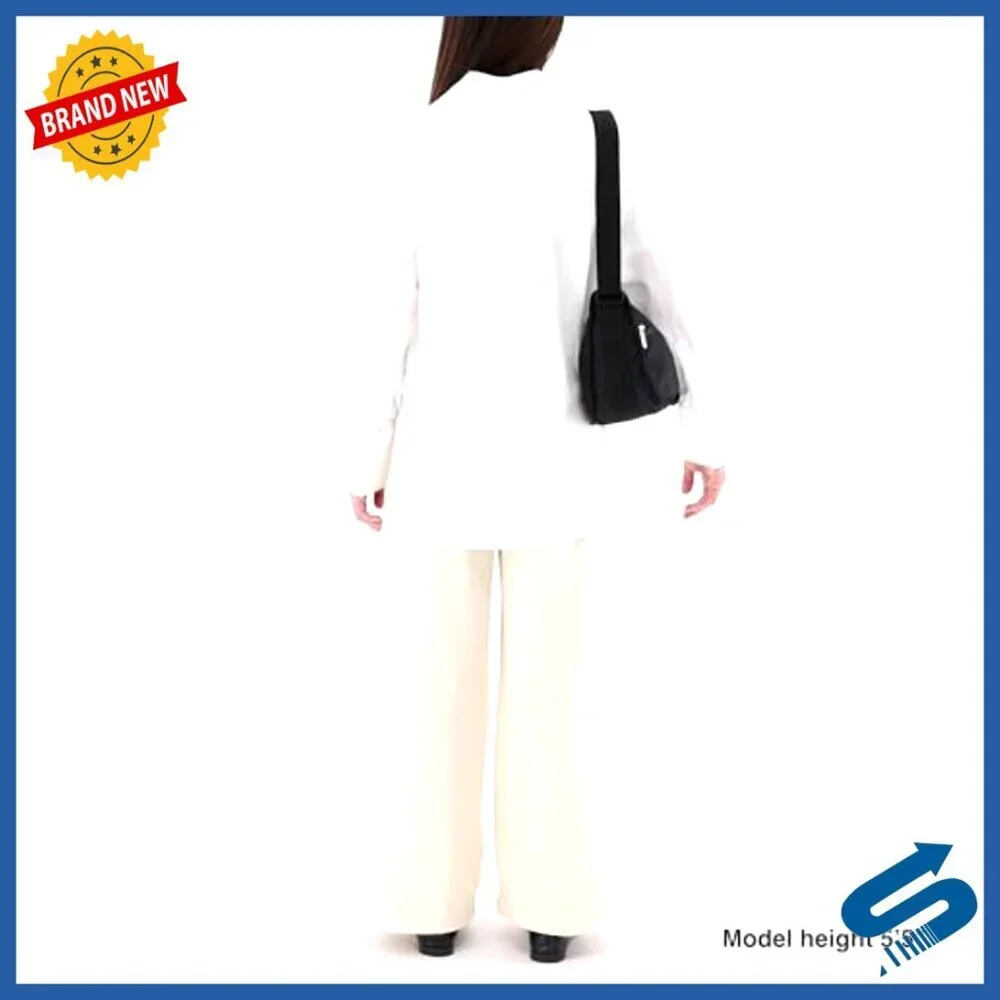 Nylon Hobo Bag with Crossbody Strap, 5 Pockets, 12x9x5 Inches